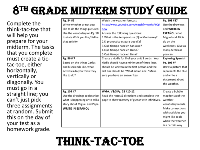 Spanish 2 midterm study guide