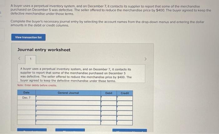 A buyer uses a perpetual inventory system