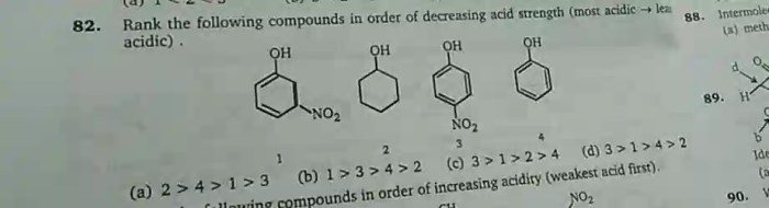 Rank the following alcohols in decreasing order of acidity.