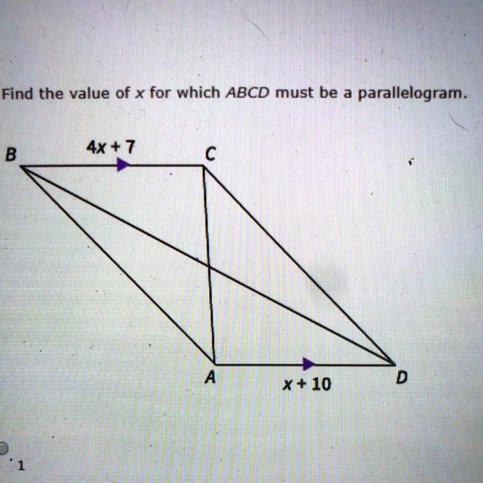 Parallelogram value must which find