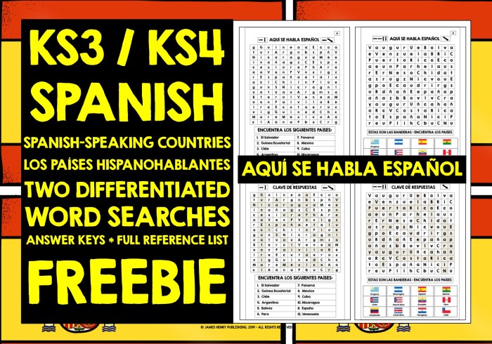 Spanish speaking countries and capitals word search answer key