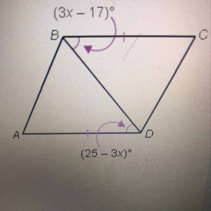 For what value of x must abcd be a parallelogram