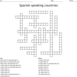 Spanish-speaking countries and capitals crossword puzzle answers